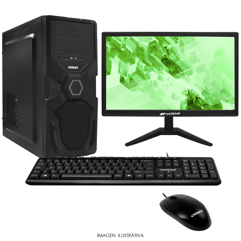 PC Montado Intel Core i3 4160 de 3.6GHz 8GB de RAM / 128GB SSD + Monitor / Mouse / Teclado - Preto