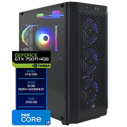 PC Montado Intel Core i7 6700 de 3.4GHz 16GB de RAM / 256GB SSD / GeForce GTX 750TI 4GB - Preto