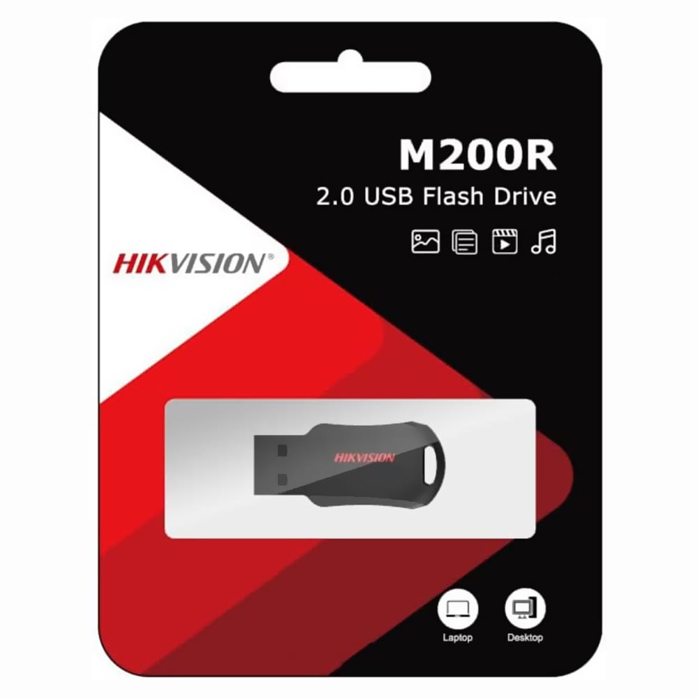 Pendrive Hikvision M200R 16GB USB 2.0 - Preto / Vermelho (HS-USB-M200R)