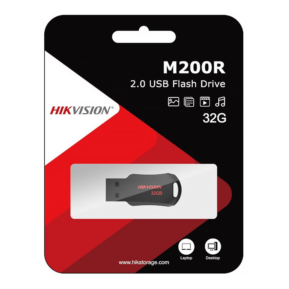 Pendrive Hikvision M200R 32GB USB 2.0 - Preto / Vermelho