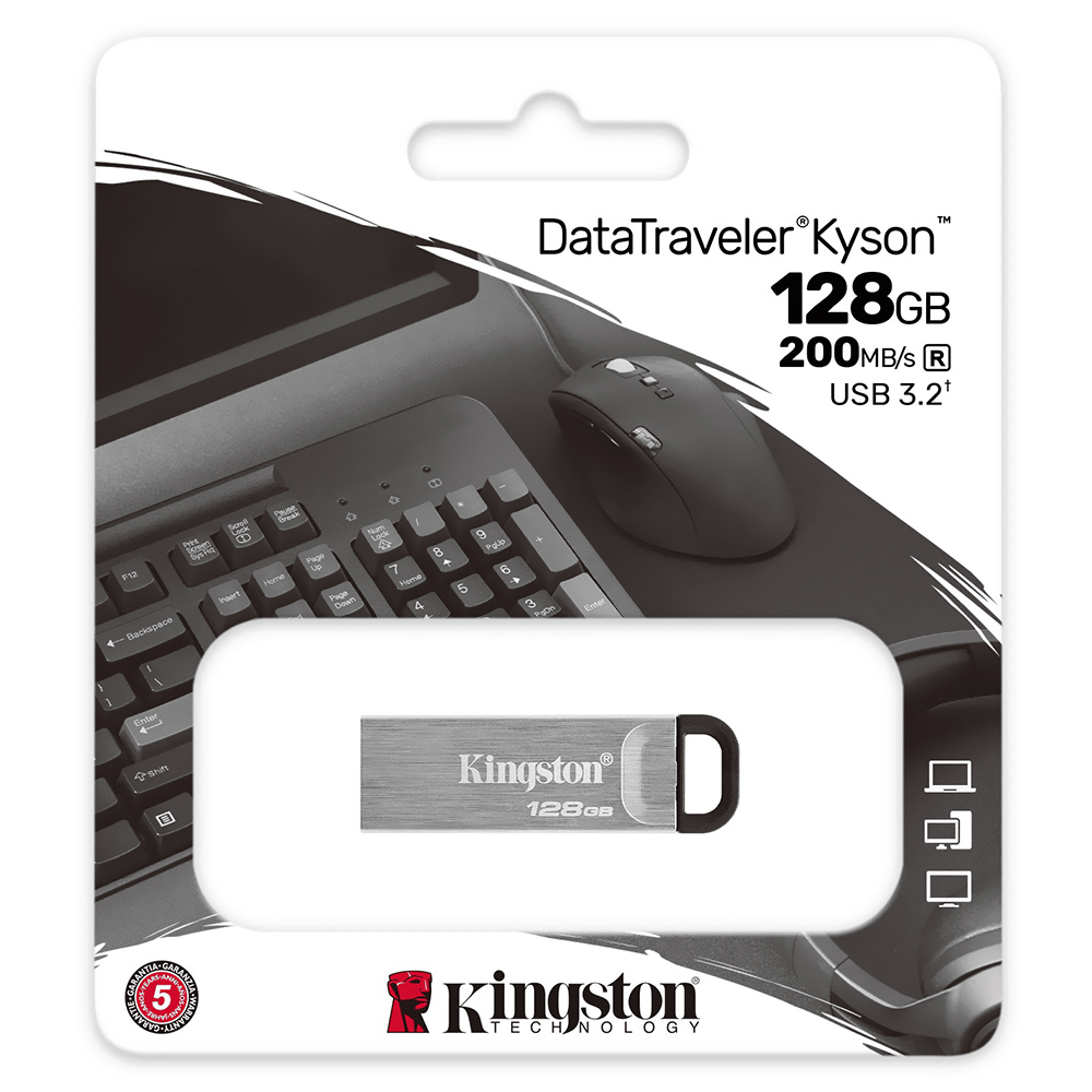 Pendrive Kingston 128GB USB 3.2 - Prata (DTKN/128GB)