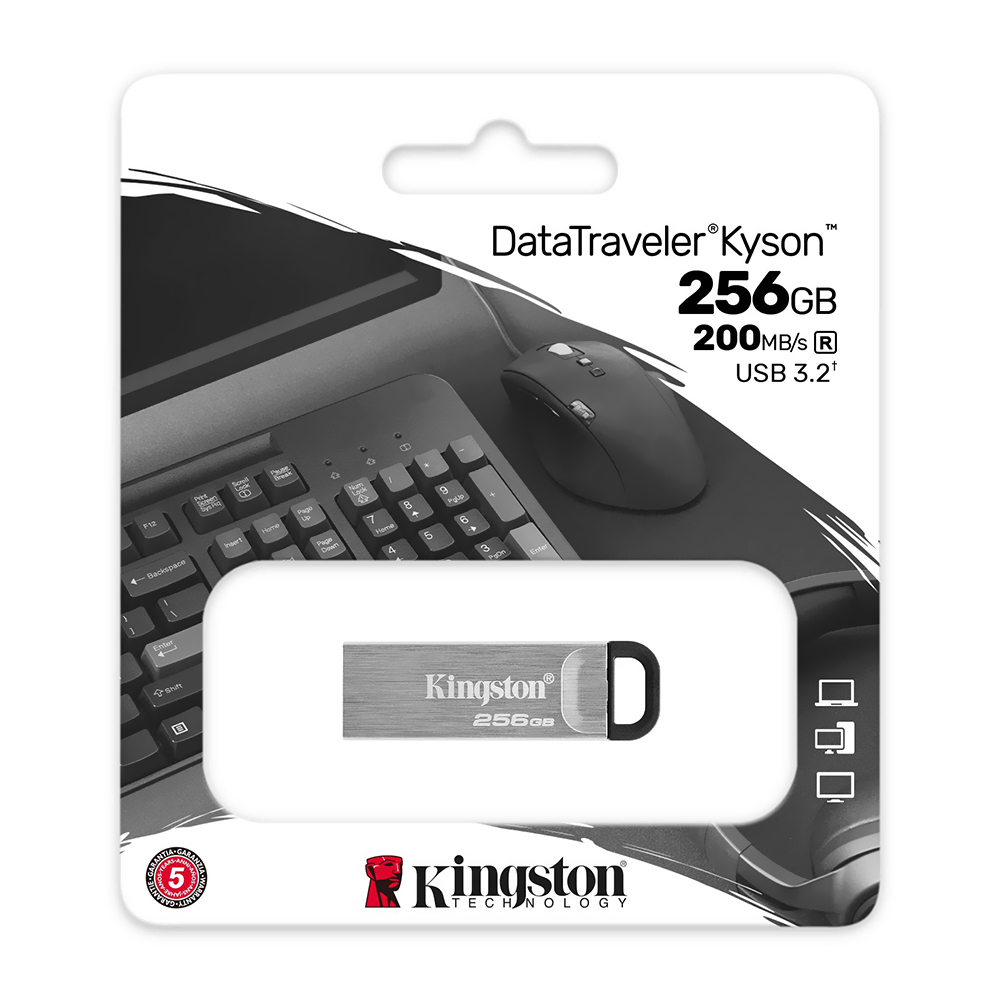 Pendrive Kingston 256GB USB 3.2 - Prata (DTKN/256GB)