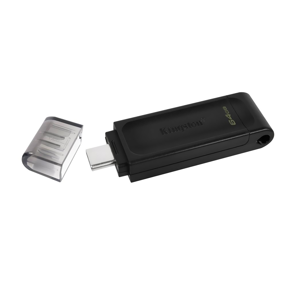 Pendrive Kingston 64GB Type-C 3.2 - Preto (DT70/64GB)