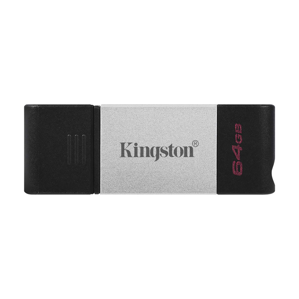 Pendrive Kingston 64GB Type-C 3.2 - Preto / Prata (DT80/64GB)