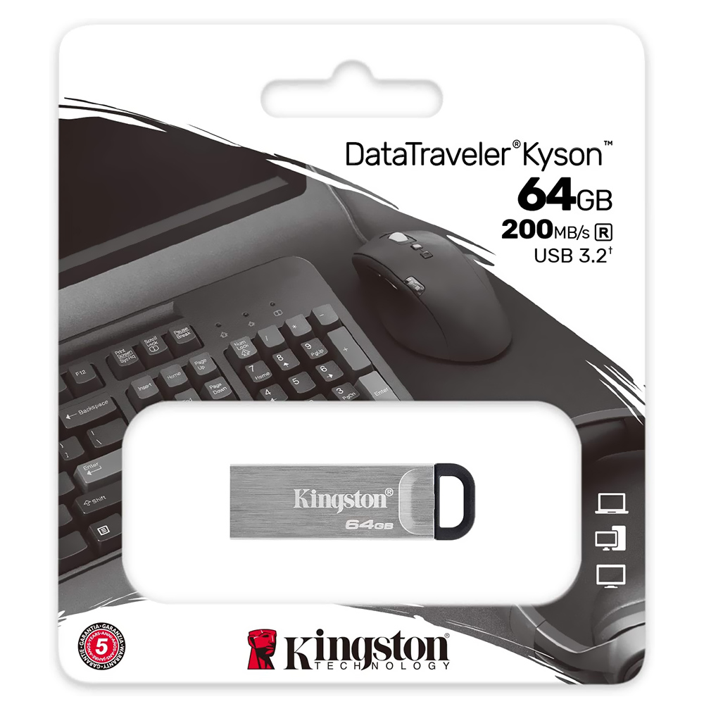 Pendrive Kingston 64GB USB 3.2 - Prata (DTKN/64GB)