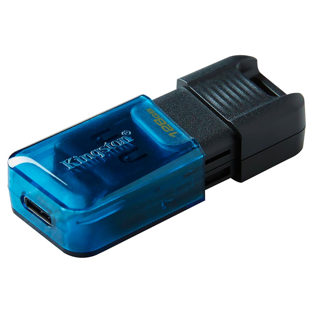 Pendrive Kingston DataTraveler 80M 128GB Type-C 3.2 - Preto / Azul (DT80M/128GB)