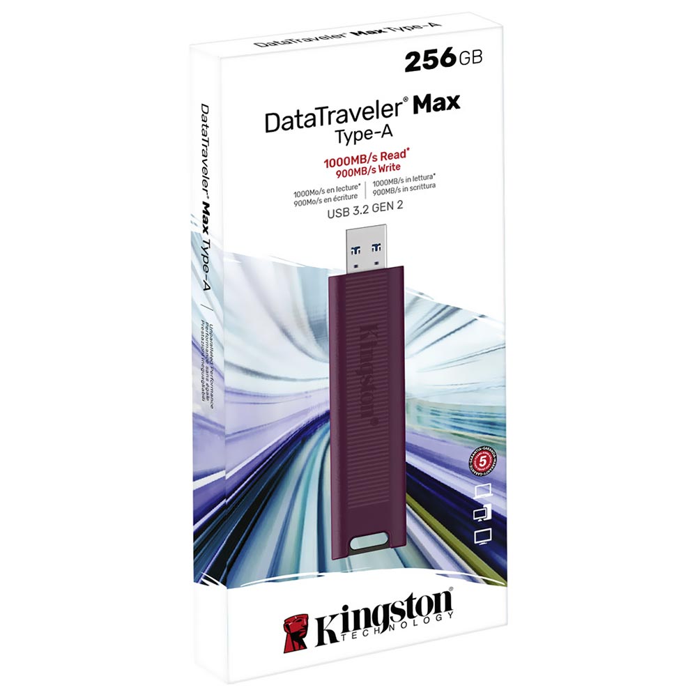 Pendrive Kingston DataTraveler Max 256GB USB 3.2 - Preto / Roxo (DTMAX/256GB)