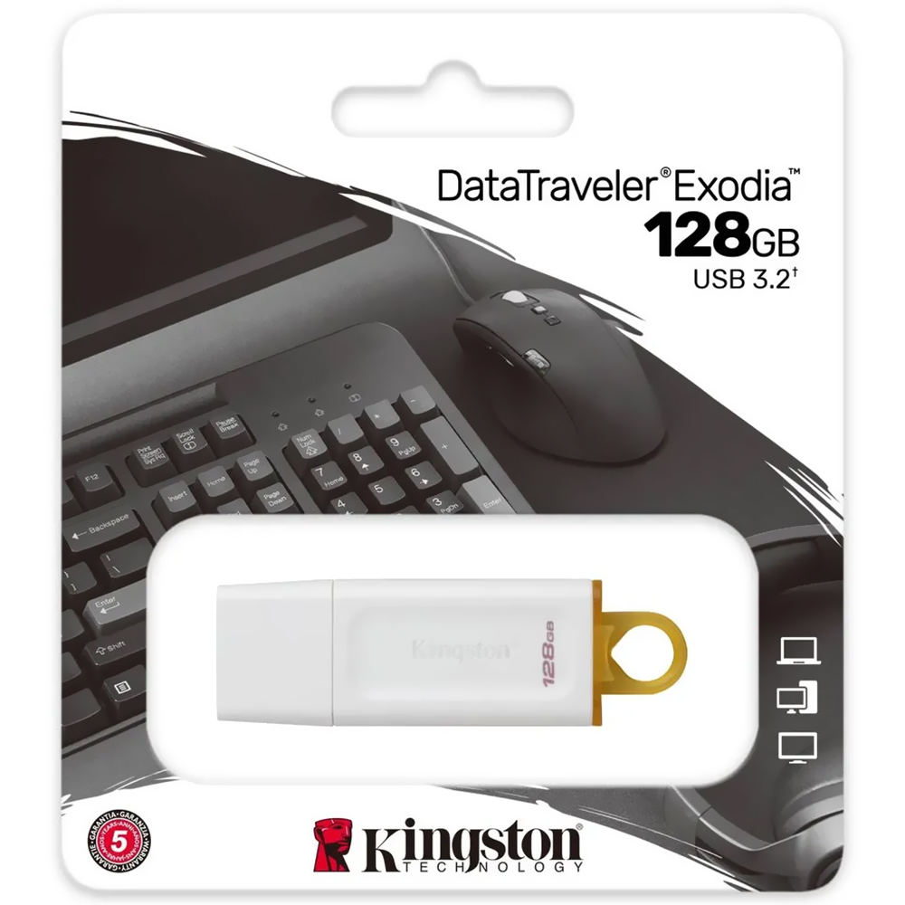 Pendrive Kingston Exodia 128GB USB 3.2 - Branco (KC-U2G128-5R)