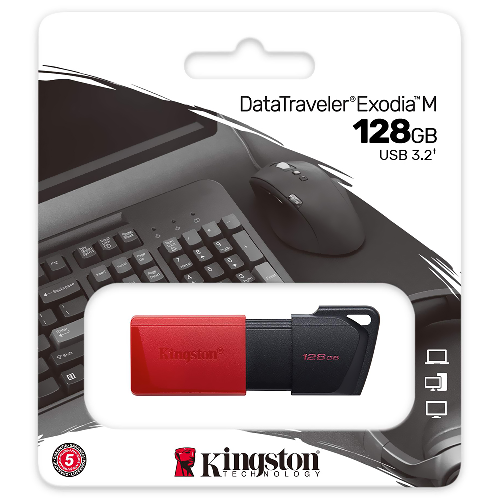 Pendrive Kingston Exodia 128GB USB 3.2 - Preto (DTXM/128GB)