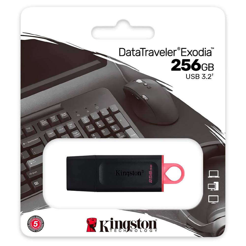 Pendrive Kingston Exodia 256GB USB 3.2 - Preto (DTX/256GB)