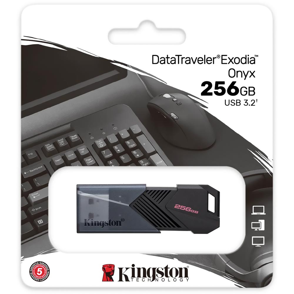 Pendrive Kingston Exodia Onyx 256GB USB 3.2 - Preto (DTXON/256GB)