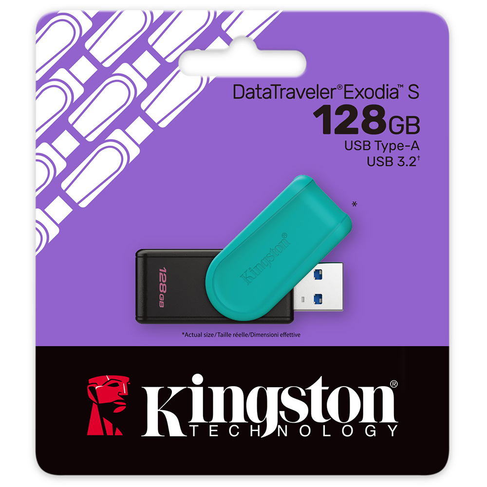 Pendrive Kingston Exodia S 128GB USB 3.2 - Preto / Verde (DTXS/128GB)