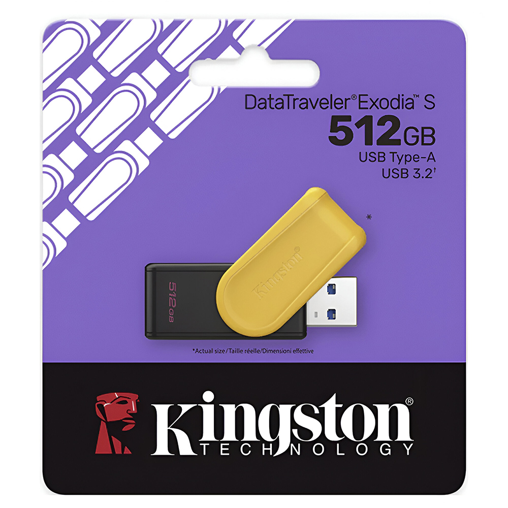 Pendrive Kingston Exodia S 512GB USB 3.2 - Preto / Amarelo (DTXS/512GB)