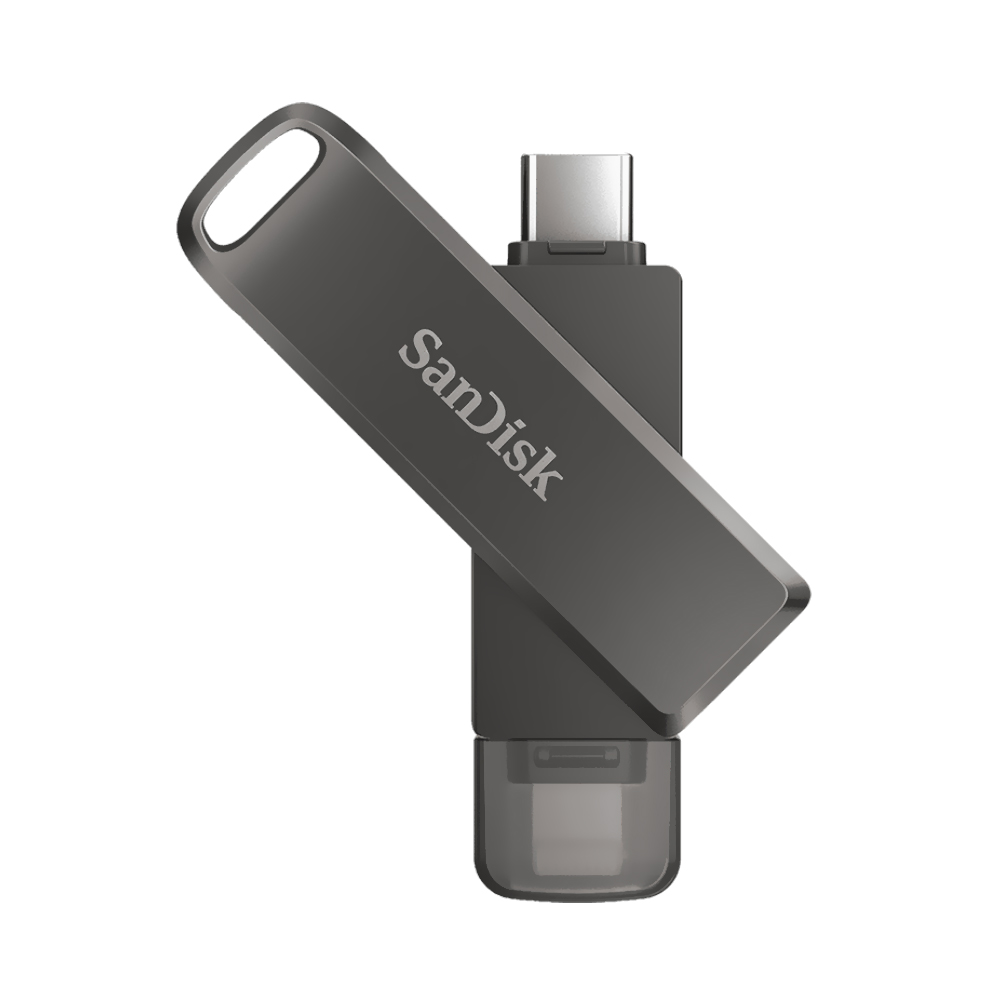 Pendrive SanDisk Ixpand Flash Drive Luxe 128GB Lightning / USB Type-C 3.1 - Preto