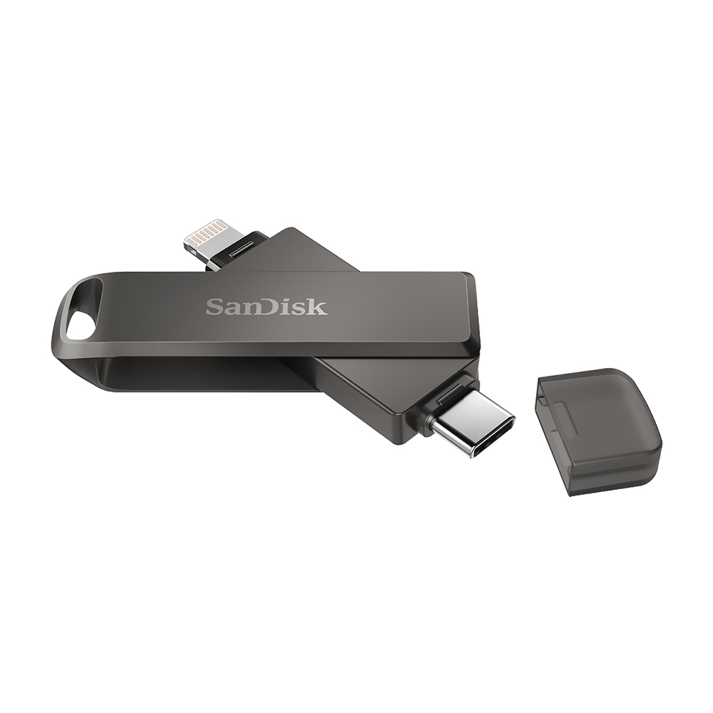 Pendrive SanDisk Ixpand Flash Drive Luxe 128GB Lightning / USB Type-C 3.1 - Preto