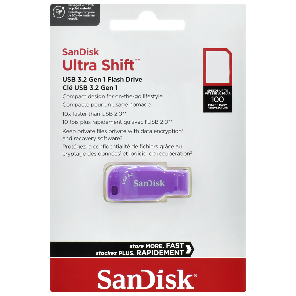 Pendrive SanDisk Z410 Ultra Shift 256GB USB 3.2 - Roxo (SDCZ410-256G-G46CO)