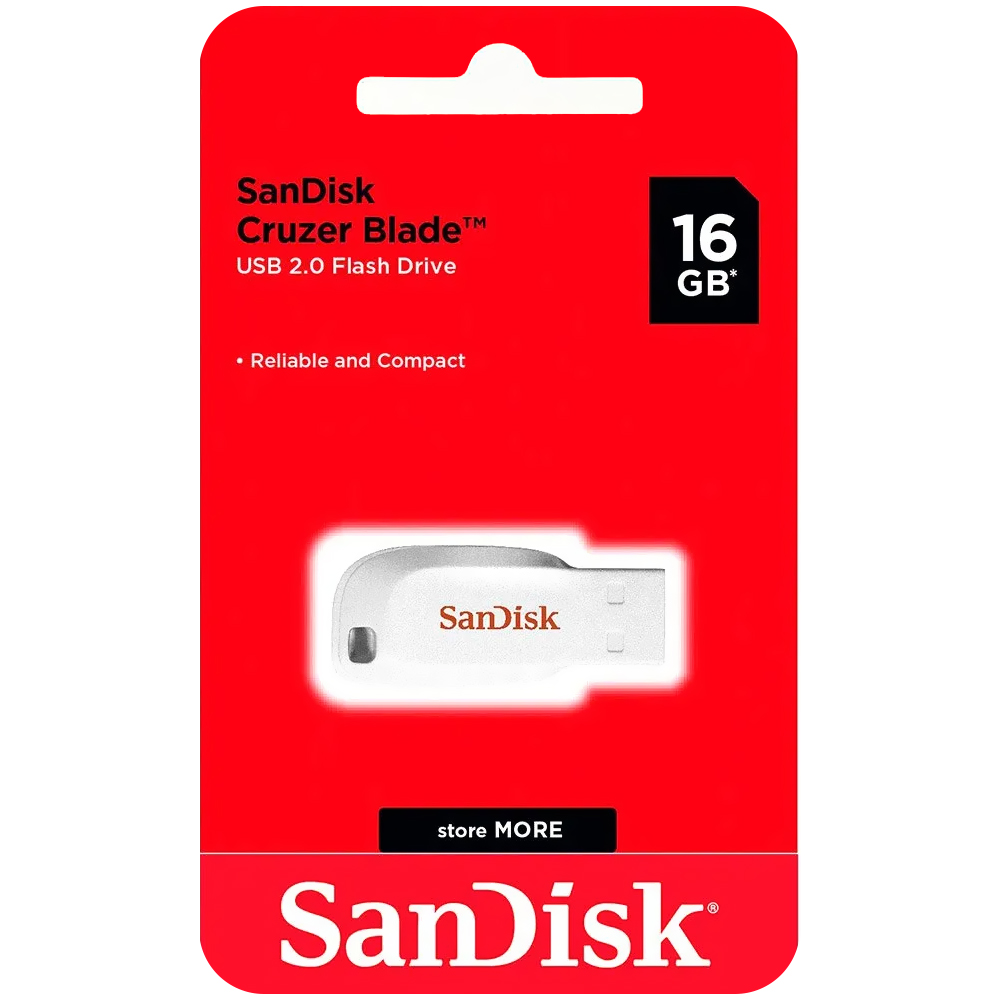 Pendrive SanDisk Z50C Cruzer Blade 16GB USB 2.0 - Branco (SDCZ50C-016G-B35W)