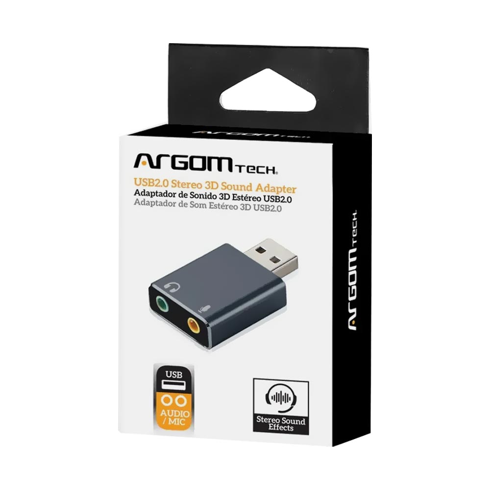 Placa de Som USB Áudio ArgomTech ARG-CB-0067 - Suporta 3D