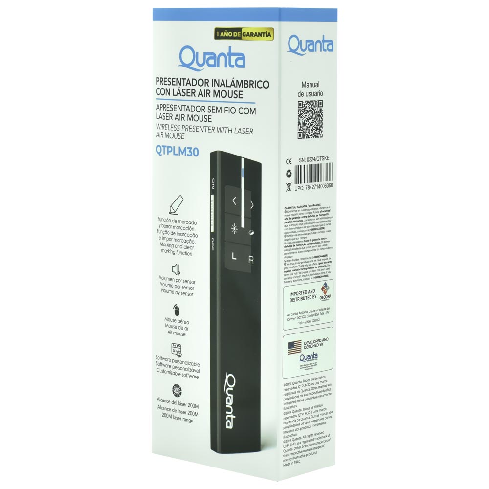 Apresentador Laser Quanta QTPLM30 - Preto