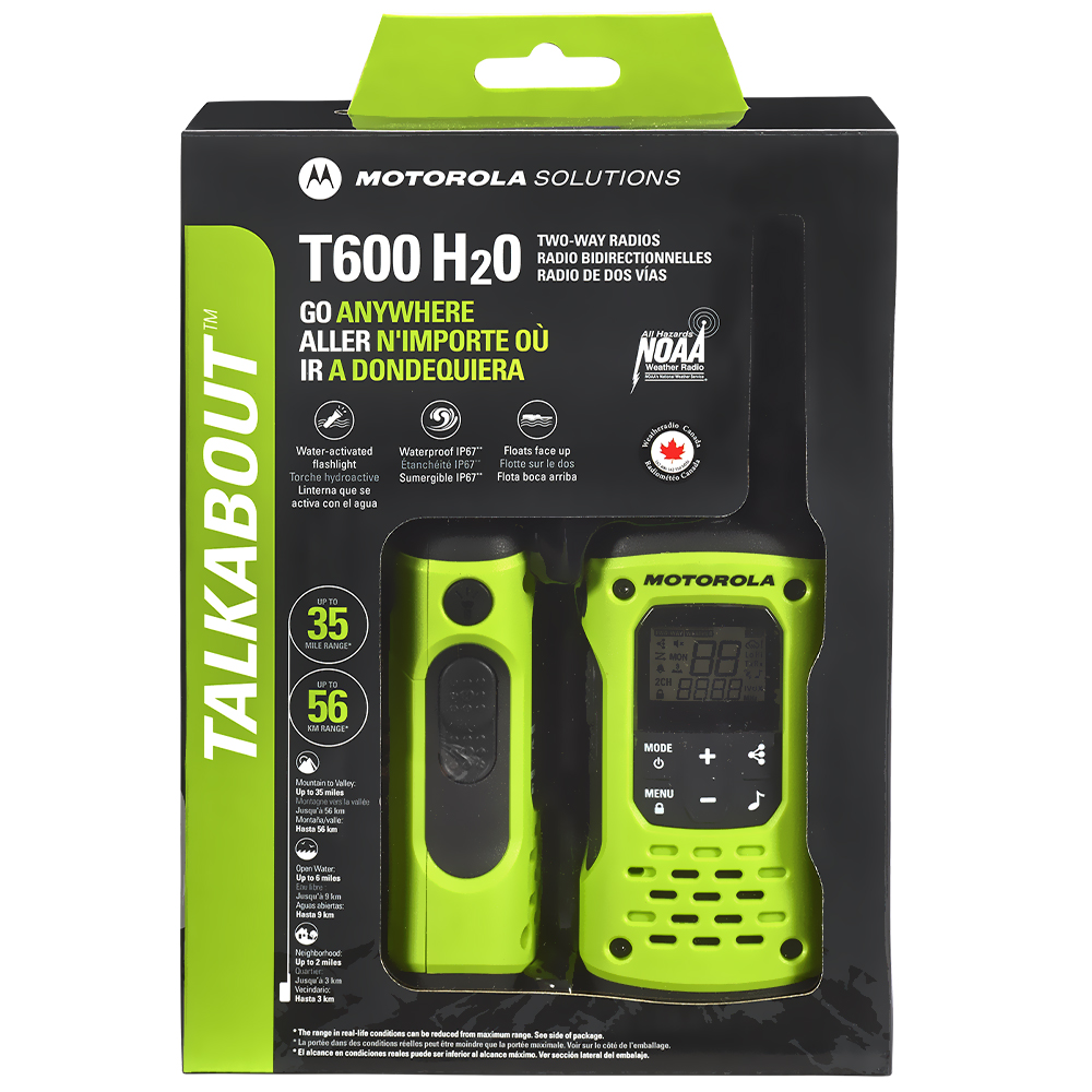 Walkie Talkie Motorola Talkabout T600 H2O FRS / GMRS / 35 Milhas / Bivolt - Verde / Preto