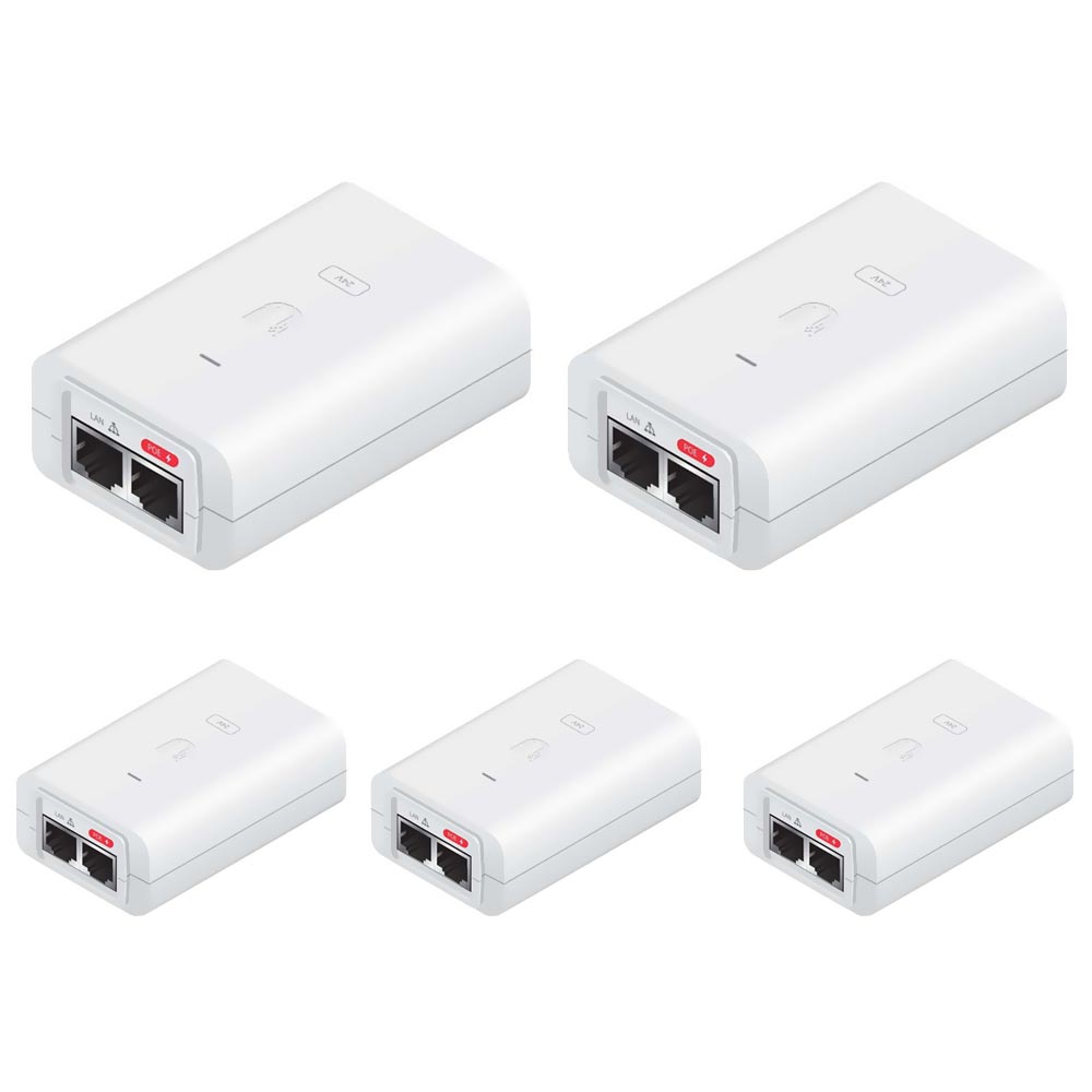 Fonte UBNT POE-24-12W-G-WH-5P-BR Poe Injector 24V / 0.5AMP - Kit com 5