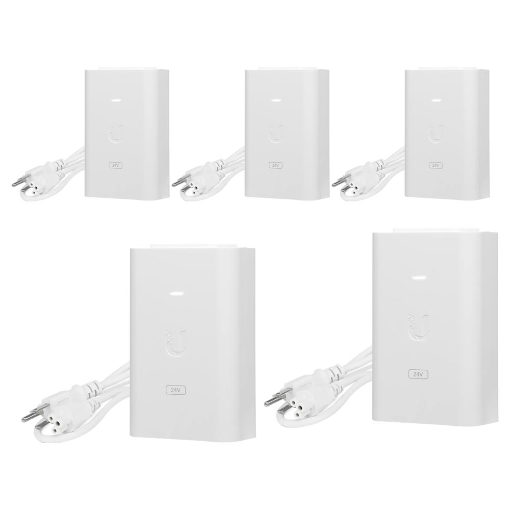 Fonte UBNT POE-24-12W-G-WH-5P-BR Poe Injector 24V / 0.5AMP - Kit com 5