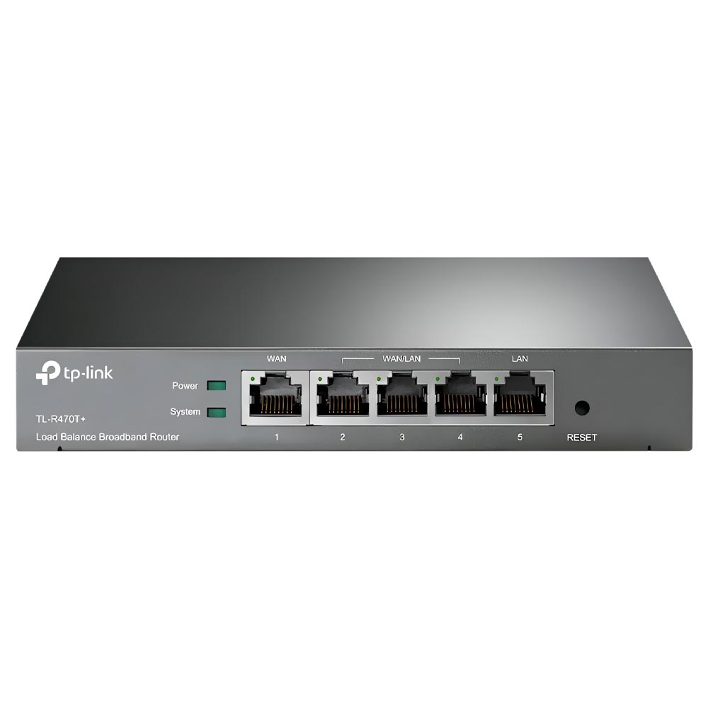 Roteador Balanceador de Carga de Banda Tp-Link TL-R470T+ / 1WAN / 3WAN/LAN / 1LAN / 266MHz - Preto