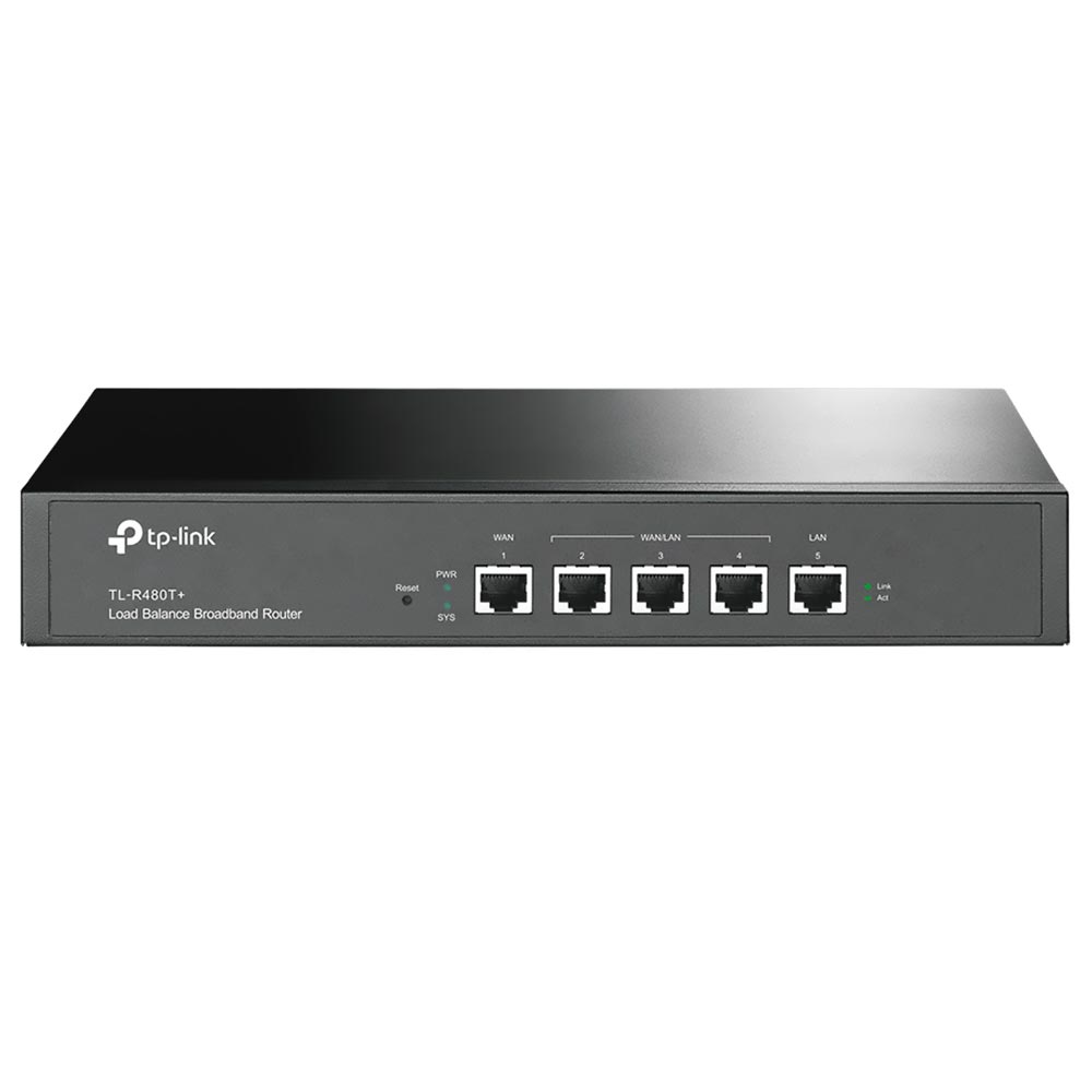 Roteador Balanceador de Carga de Banda Tp-Link TL-R480T+ / 1WAN / 3WAN/LAN / 1LAN / 266MHz - Preto