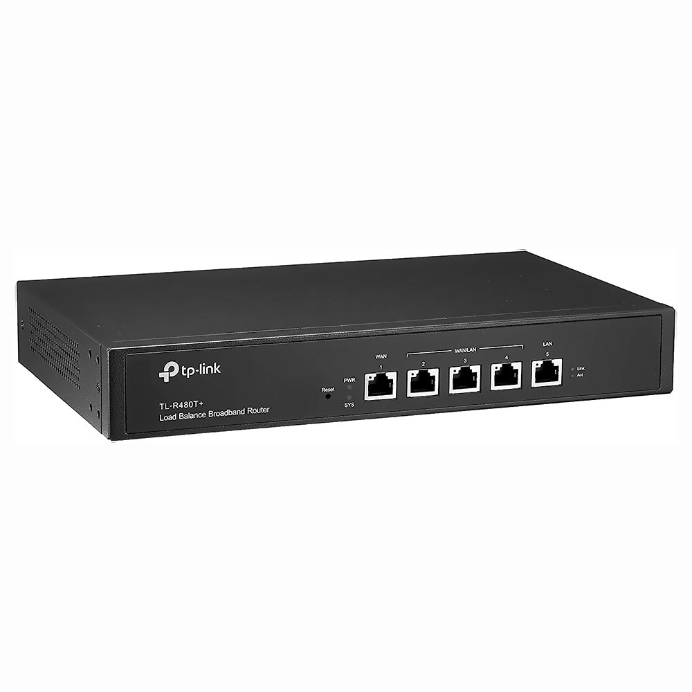 Roteador Balanceador de Carga de Banda Tp-Link TL-R480T+ / 1WAN / 3WAN/LAN / 1LAN / 266MHz - Preto