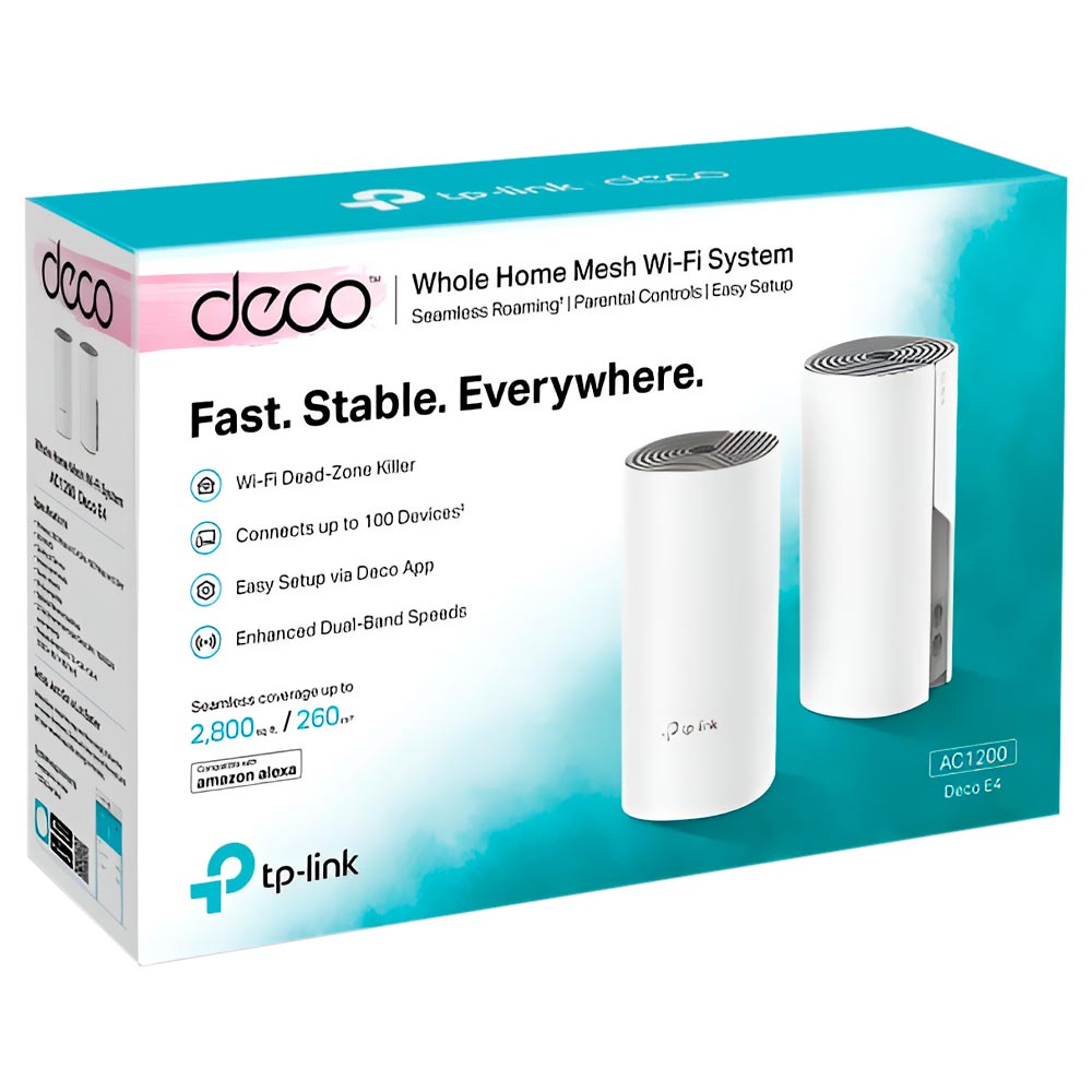 Roteador Tp-Link Deco E4 Whole Home Mesh Wi-Fi AC1200 Dual Band / 2.4GHz / 5GHz - Branco (Kit com 2)