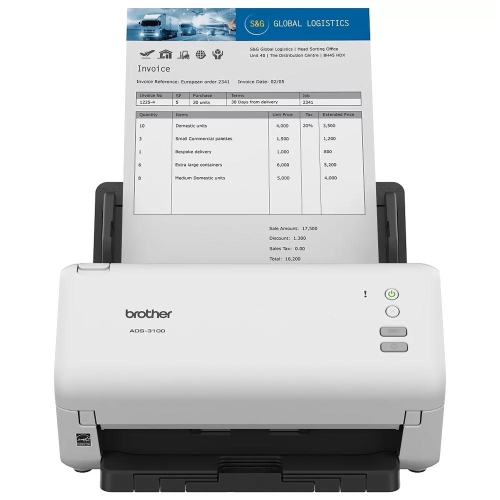Scanner de Mesa Brother ADS-3100 USB / Bivolt - Branco
