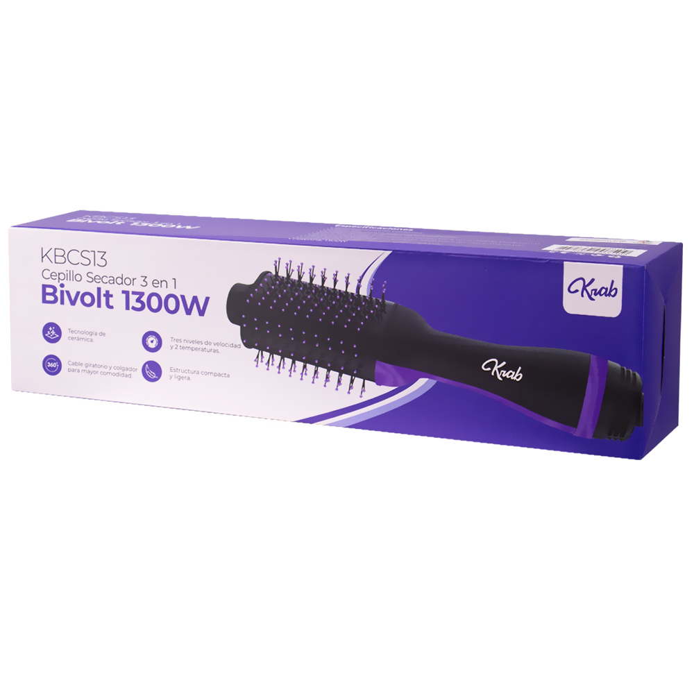 Escova Secadora KRAB KBCS13 Bivolt - Preto / Roxo