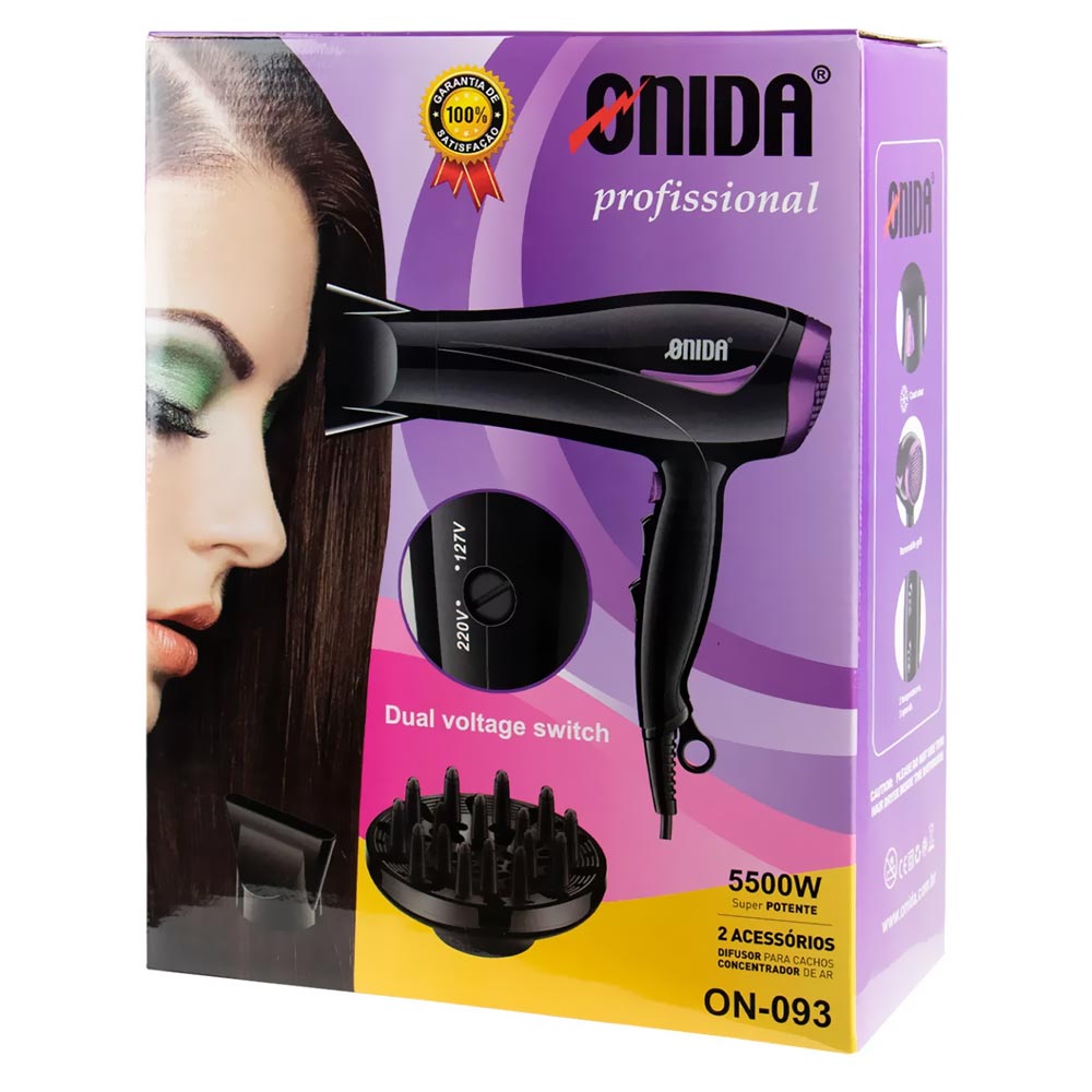 Secador de Cabelo Onida ON-093 Profissional 5500W / Bivolt - Preto / Roxo