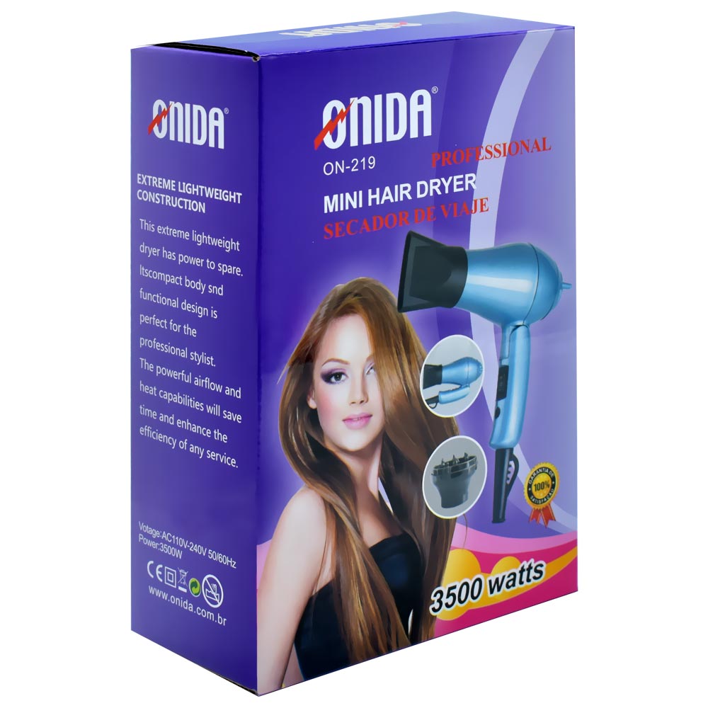 Secador de Cabelo Onida ON-219 Mini Hair Dryer 3500W / Bivolt - Preto