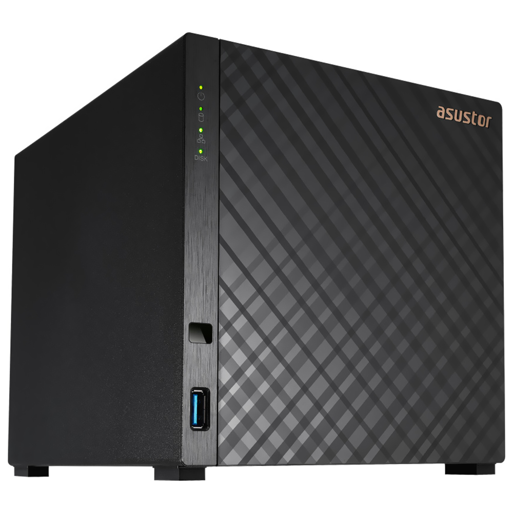 Servidor Nas Storage Asustor AS1104T Drivestor 4 Realtek RTD1296 de 1.4GHz / 1GB de RAM / 4 Baias / USB / LAN - Preto