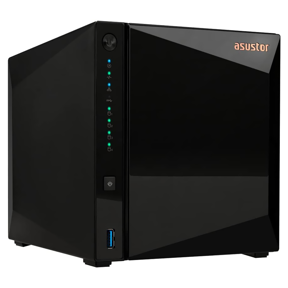 Servidor Nas Storage Asustor AS3304T V2 de 1.4GHz / 2GB de RAM / 4 Baias / USB / LAN - Preto