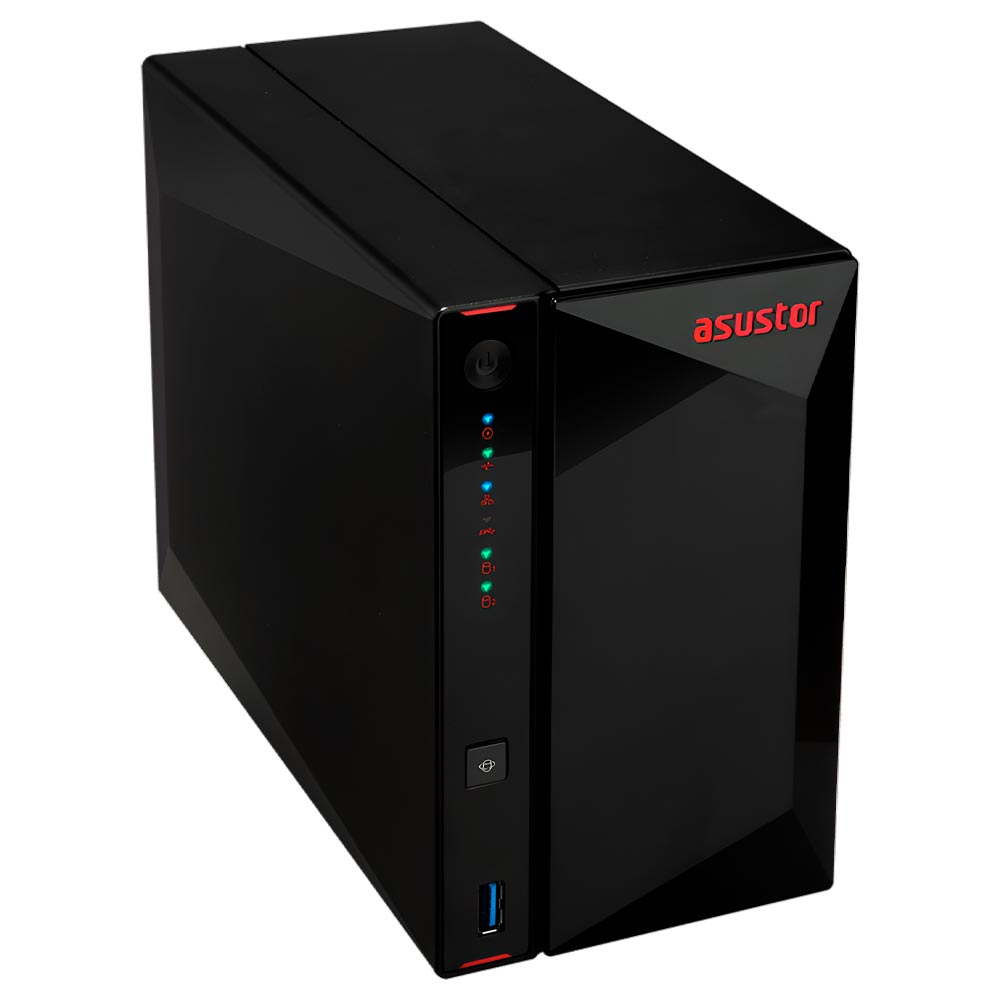 Servidor Nas Storage Asustor AS5202T Intel Celeron de 2.0GHz / 2GB de RAM / 2 Baias / USB / LAN - Preto