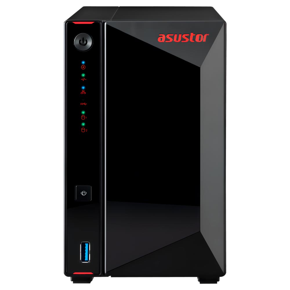 Servidor Nas Storage Asustor AS5202T Intel Celeron de 2.0GHz / 2GB de RAM / 2 Baias / USB / LAN - Preto