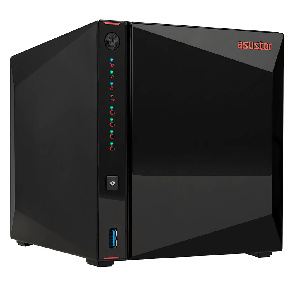 Servidor Nas Storage Asustor AS5304T Intel Celeron de 1.5GHz / 4GB de RAM / 4 Baias / USB / LAN - Preto