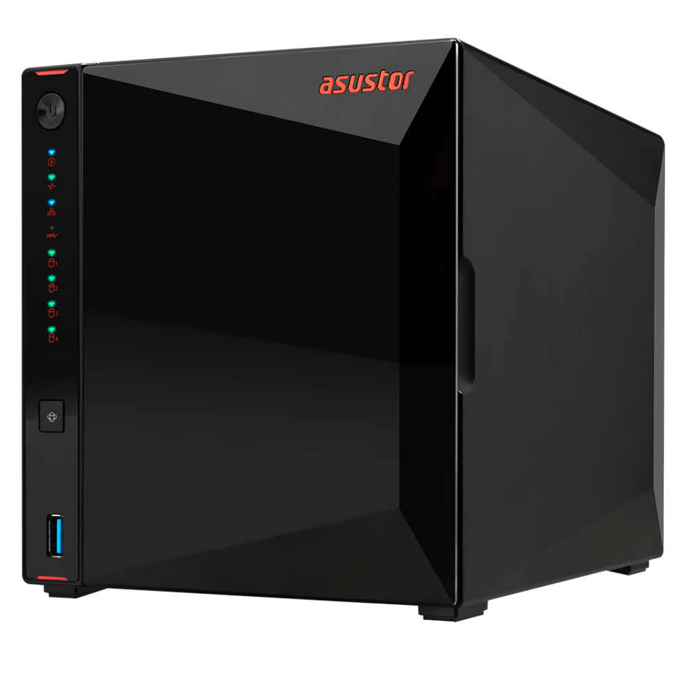 Servidor Nas Storage Asustor AS5304T Intel Celeron de 1.5GHz / 4GB de RAM / 4 Baias / USB / LAN - Preto