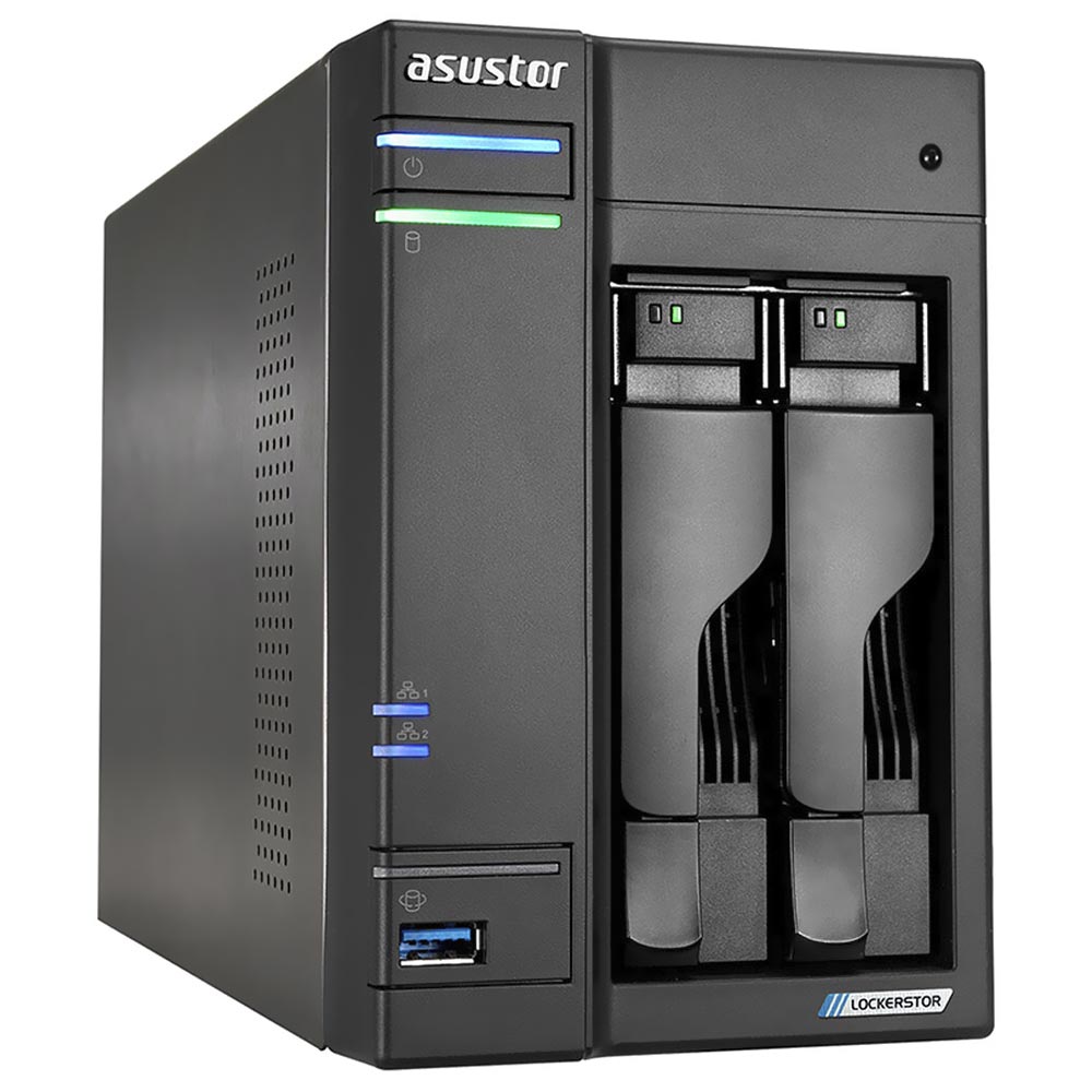 Servidor Nas Storage Asustor AS6602T Intel Celeron J4125 de 2.0GHz / 4GB de RAM / 2 Baias / USB 3.2 / LAN - Preto