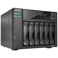 Servidor Nas Storage Asustor AS6706T Lockerstor 6 Gen2 Intel Celeron N5105 de 2.0GHz / 8GB de RAM / 6 Baias / USB 3.2 / LAN
