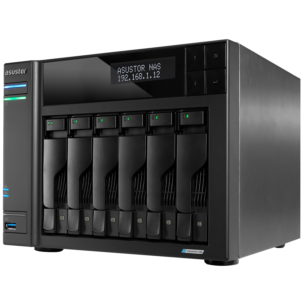 Servidor Nas Storage Asustor AS6706T Lockerstor 6 Gen2 Intel Celeron N5105 de 2.0GHz / 8GB de RAM / 6 Baias / USB 3.2 / LAN