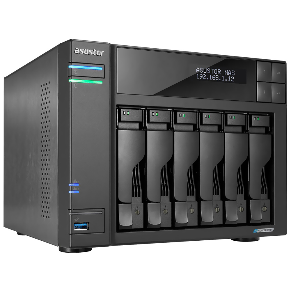 Servidor Nas Storage Asustor AS6706T Lockerstor 6 Gen2 Intel Celeron N5105 de 2.0GHz / 8GB de RAM / 6 Baias / USB 3.2 / LAN
