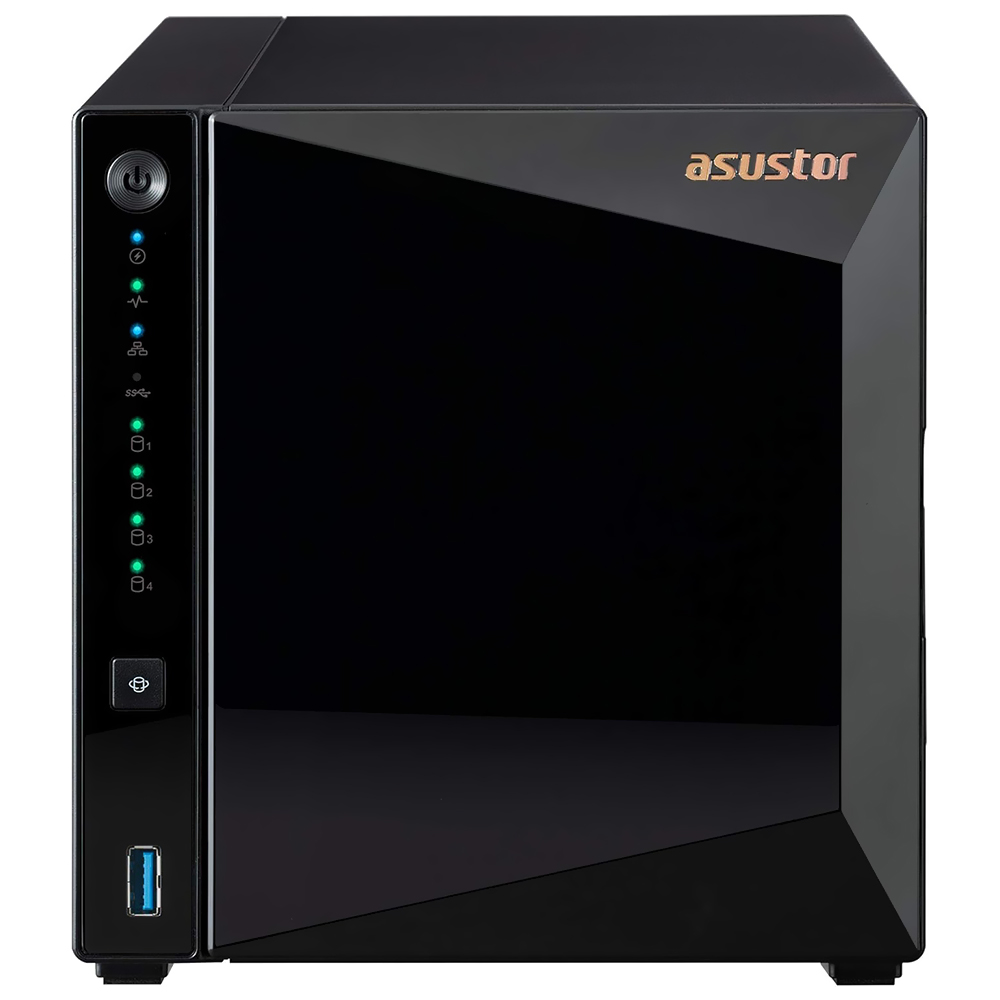 Servidor Nas Storage Asustor Drivestor 4 Pro AS3304T Realtek RTD1296 de 1.4GHz / 2GB de RAM / 4 Baias / USB 3.2 / LAN - Preto