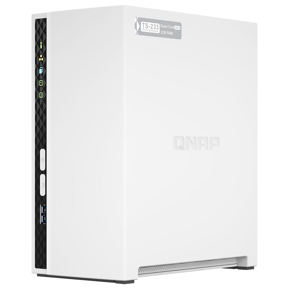 Servidor Nas Storage QNAP TS-233 ARM Cortex-A55 de 2.0GHz / 2GB de RAM / 2 Baias / USB / LAN - Branco