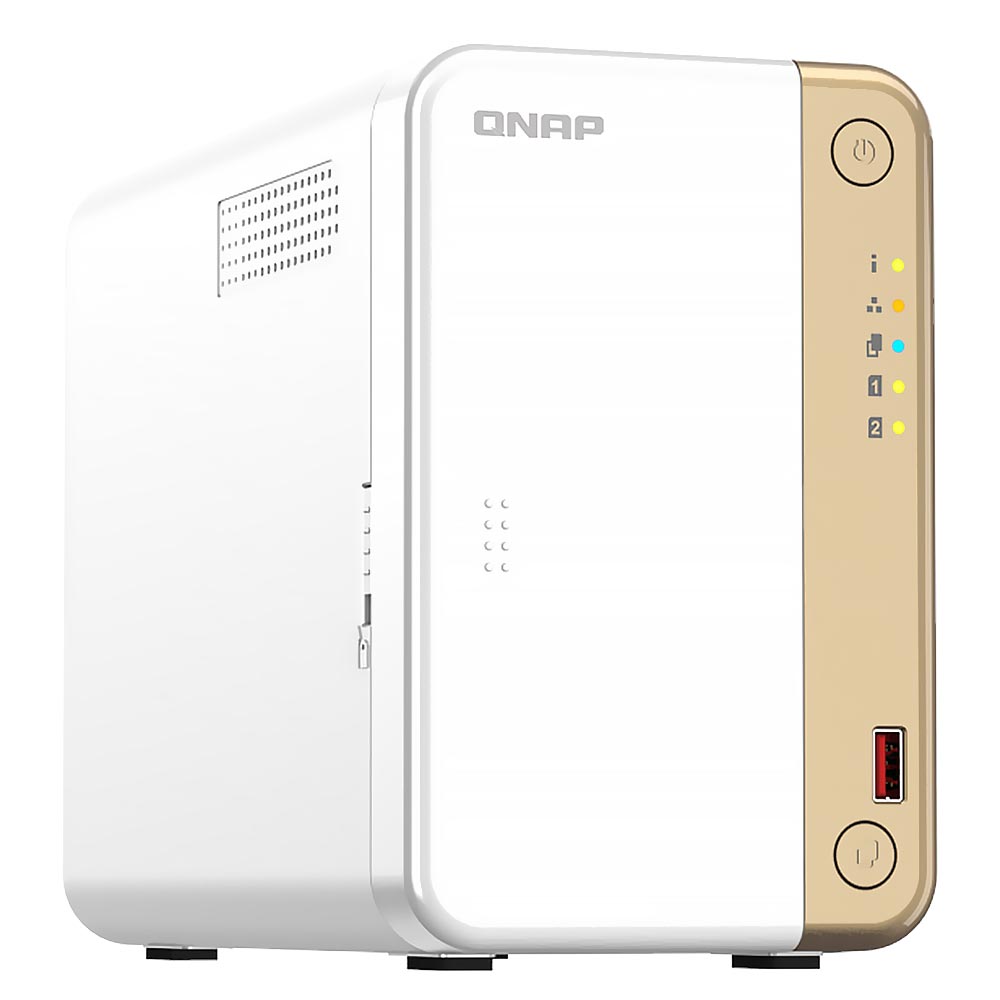 Servidor Nas Storage QNAP TS-262 Intel Celeron N4505 de 2.9GHz / 4GB de RAM / 2 Baias / USB / LAN - Branco