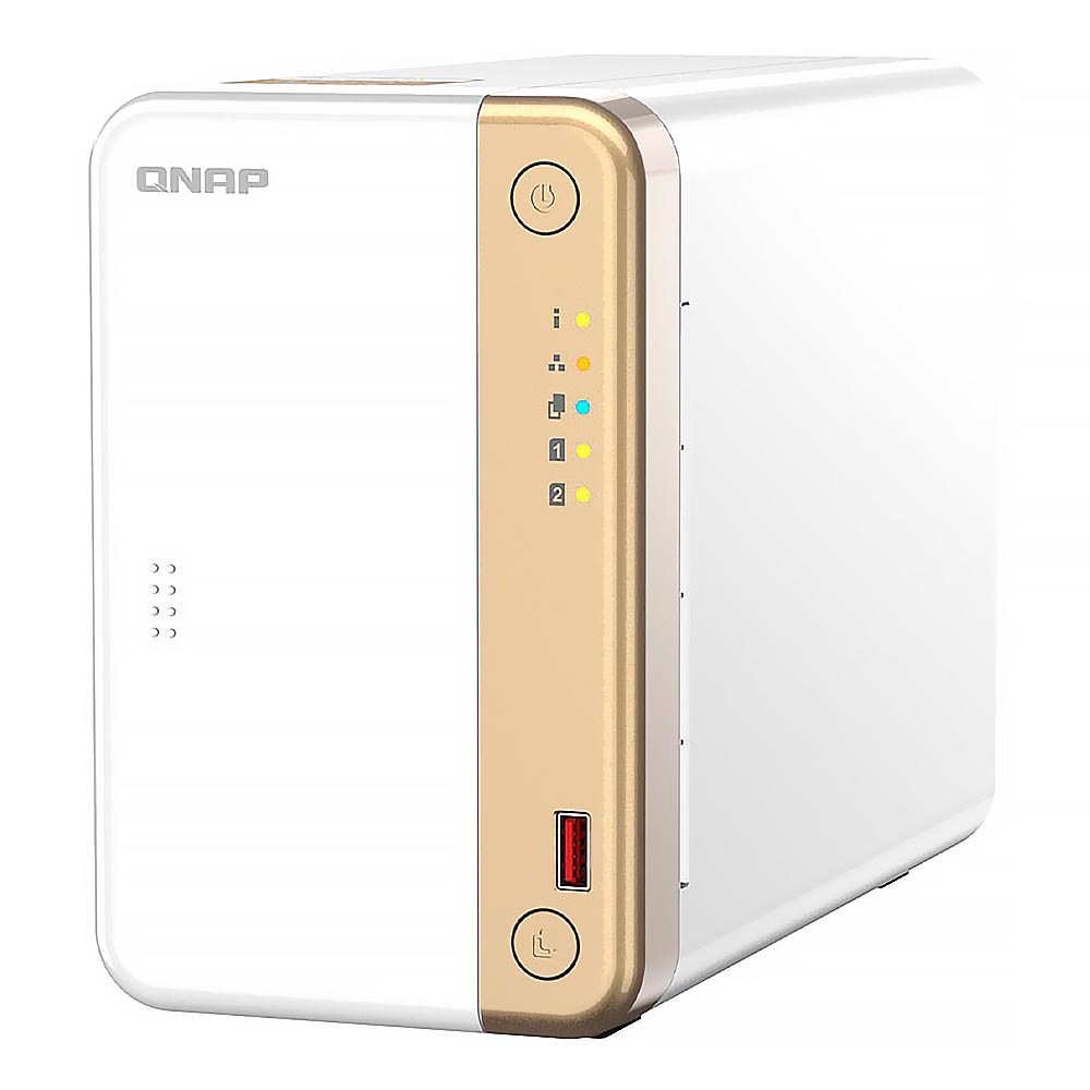 Servidor Nas Storage QNAP TS-262 Intel Celeron N4505 de 2.9GHz / 4GB de RAM / 2 Baias / USB / LAN - Branco