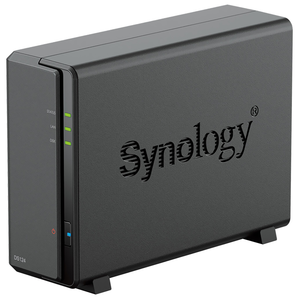 Servidor Nas Storage Synology DiskStation DS124 Realtek RTD1619B de 1.7GHz / 1GB de RAM / 1 Baia / USB 3.2 / LAN
