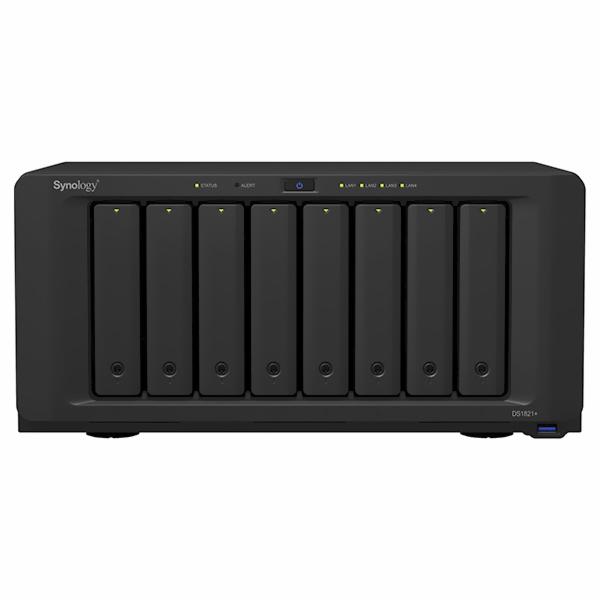 Servidor Nas Storage Synology DiskStation DS1821+ AMD Ryzen V1500B de 2.2GHz / 4GB de RAM / 8 Baias / USB / LAN - Preto